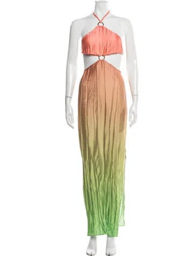 Pre-owned Baobab Halterneck Long Dress In Green