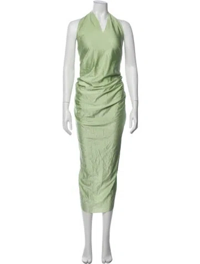 Pre-owned Baobab Halterneck Long Dress In Green