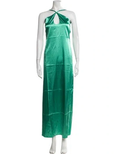 Pre-owned Baobab Halterneck Long Dress In Green