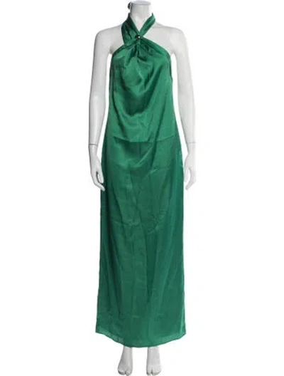 Pre-owned Baobab Halterneck Long Dress In Green