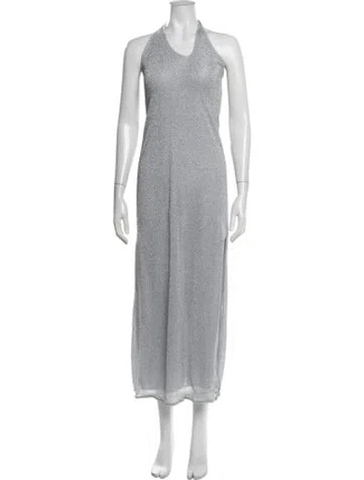 Pre-owned Baobab Halterneck Long Dress In Grey