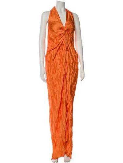 Pre-owned Baobab Halterneck Long Dress In Orange