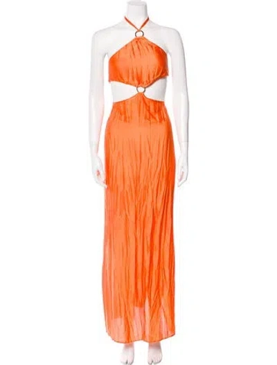 Pre-owned Baobab Halterneck Long Dress In Orange
