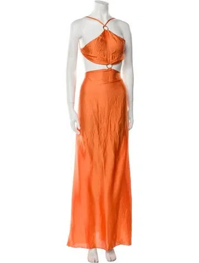 Pre-owned Baobab Halterneck Long Dress In Orange