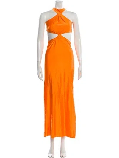 Pre-owned Baobab Halterneck Long Dress In Orange