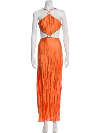 Pre-owned Baobab Halterneck Long Dress In Orange