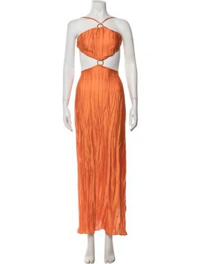Pre-owned Baobab Halterneck Long Dress In Orange