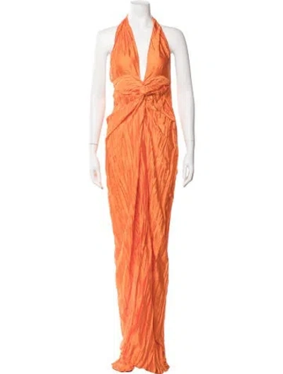 Pre-owned Baobab Halterneck Long Dress In Orange