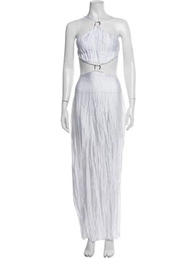 Pre-owned Baobab Halterneck Long Dress In White
