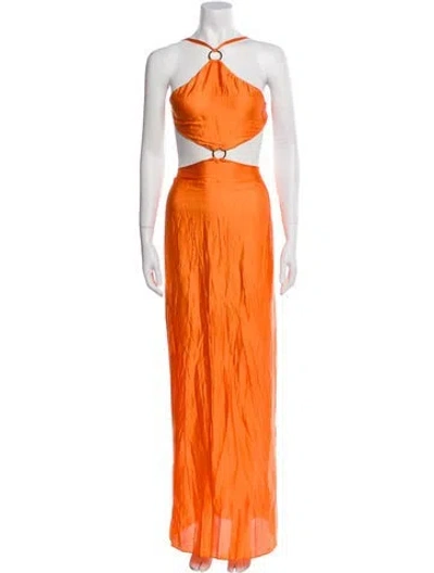 Pre-owned Baobab Halterneck Midi Length Dress In Orange