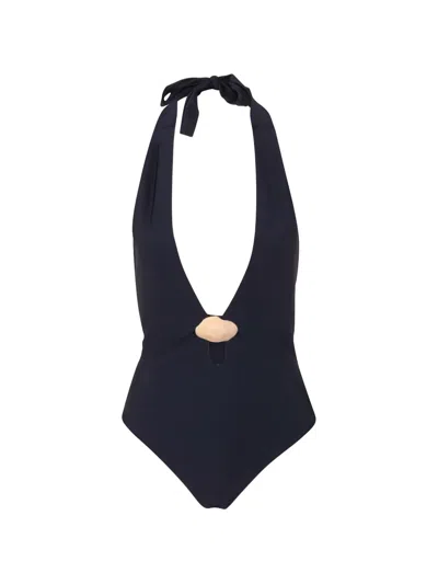 Baobab Halterneck Pebble-detail Swimsuit In Black