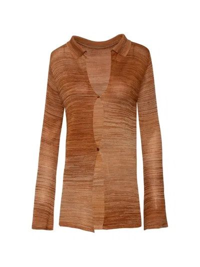Baobab Helena V-neck Cutout Knit Shirt In Brown