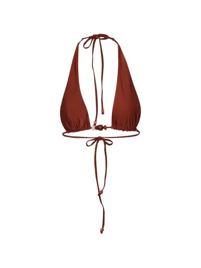 Baobab Jelena Resin-stones Triangle Bikini Top In Orange