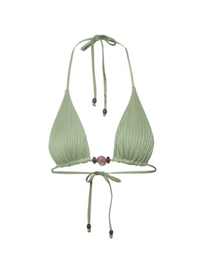 Baobab Kaia Self-tie Stone-embellished Bikini Top In Green