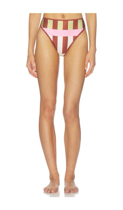 Baobab Kina Striped High-rise Bikini Bottoms In Multi
