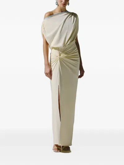 Baobab Knot-detail Ruched Maxi Dress In White