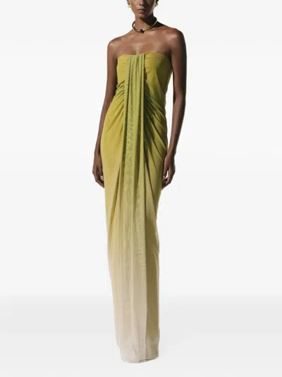 Baobab Lena Strapless Draped Maxi Dress In Green