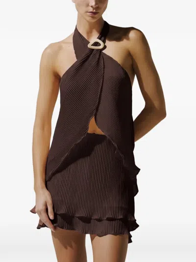 Baobab Neckholder-top Mit Falten In Brown