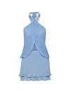 Baobab 리라 플리츠 홀터넥 탑 In Blue