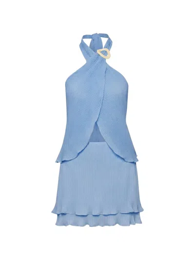 Baobab Lira Pleated Layered Mini Skirt In Blue