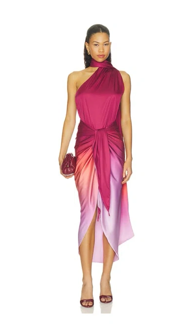 Baobab Lora One-shoulder Knot-detail Maxi Dress In Red
