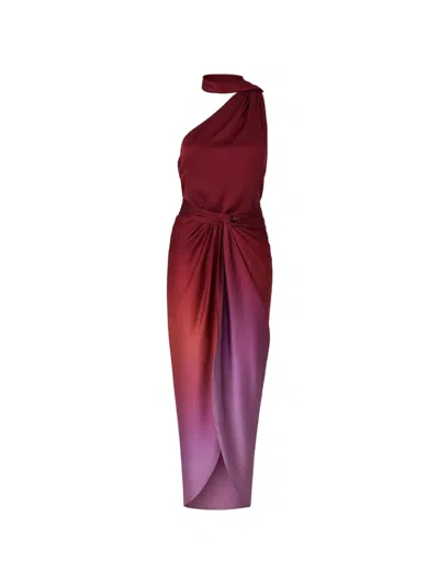 Baobab Lora One-shoulder Knot-detail Maxi Dress In Red