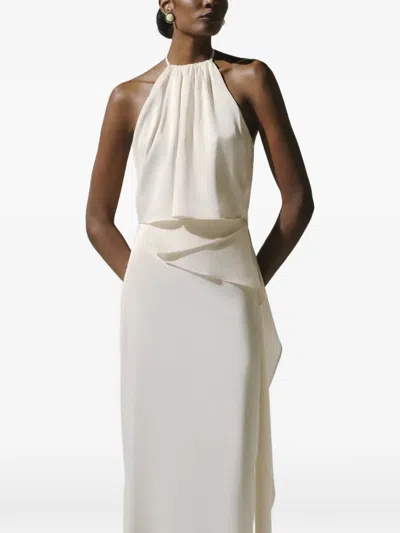 Baobab Lorena Halterneck Ruched Blouse In White
