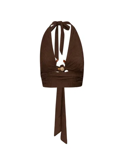 Baobab 스톤 장식 홀터 넥 탑 In Brown