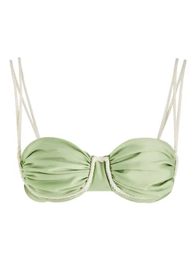 Baobab Lula Ruched Bikini Top In Green