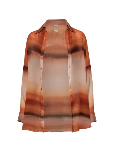 Baobab Lulu Sheer Drop-shoulder Shirt In Orange