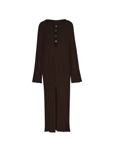 Baobab Mamu Resin-embellished Cut-out Maxi Dress In Brown