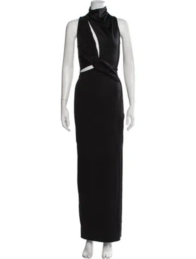 Pre-owned Baobab Mock Neck Long Dress In Black
