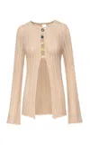 Baobab Corsica Stone-embellished Bell-sleeve Top In Neutral