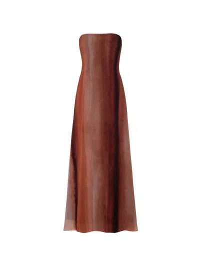 Baobab Nara Strapless Maxi Dress In Brown