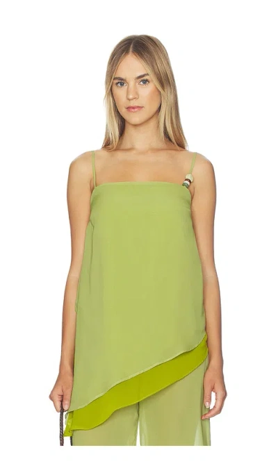 Baobab Noa Asymmetrical-hem Sleeveless Blouse In Green
