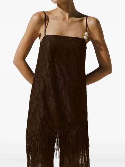Baobab Noe Spitzentop Mit Fransen In Brown
