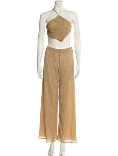Pre-owned Baobab Nylon Cutout Accent Pant Set W/ Tags In Gold