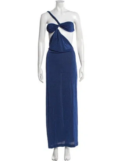 Pre-owned Baobab One-shoulder Long Dress In Blue/metallic
