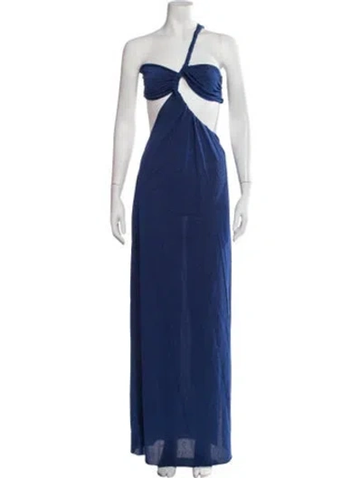 Pre-owned Baobab One-shoulder Long Dress In Blue/metallic