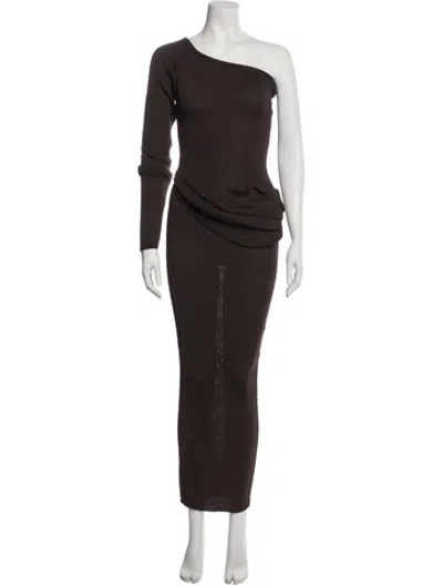 Pre-owned Baobab One-shoulder Long Dress In Brown