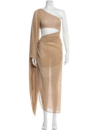Pre-owned Baobab One-shoulder Long Dress In Metallic/yellow