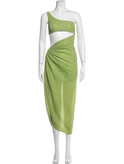 Pre-owned Baobab One-shoulder Midi Length Dress In Green/metallic