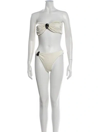 Pre-owned Baobab Pleated Accents Bikini W/ Tags In White