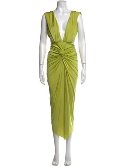 Pre-owned Baobab Plunge Neckline Long Dress In Green
