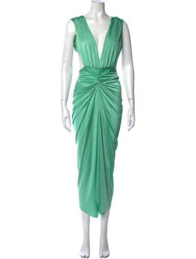 Pre-owned Baobab Plunge Neckline Long Dress In Green