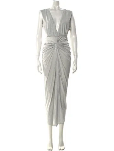 Pre-owned Baobab Plunge Neckline Long Dress In Grey