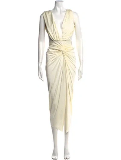 Pre-owned Baobab Plunge Neckline Long Dress In Neutral