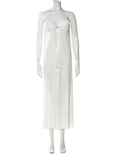 Pre-owned Baobab Plunge Neckline Long Dress In Neutrals/white