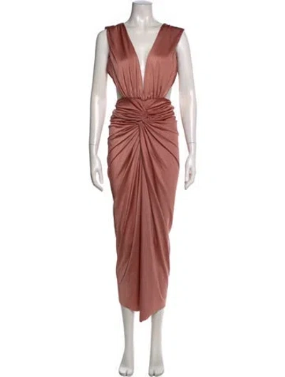 Pre-owned Baobab Plunge Neckline Long Dress W/ Tags In Orange