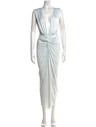Pre-owned Baobab Plunge Neckline Long Dress In White